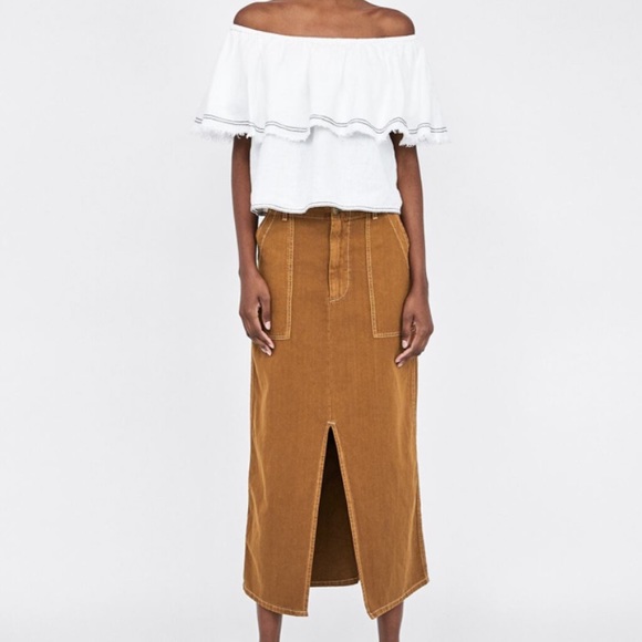 Zara Dresses & Skirts - Zara Midi Skirt/ Brown/ Size S